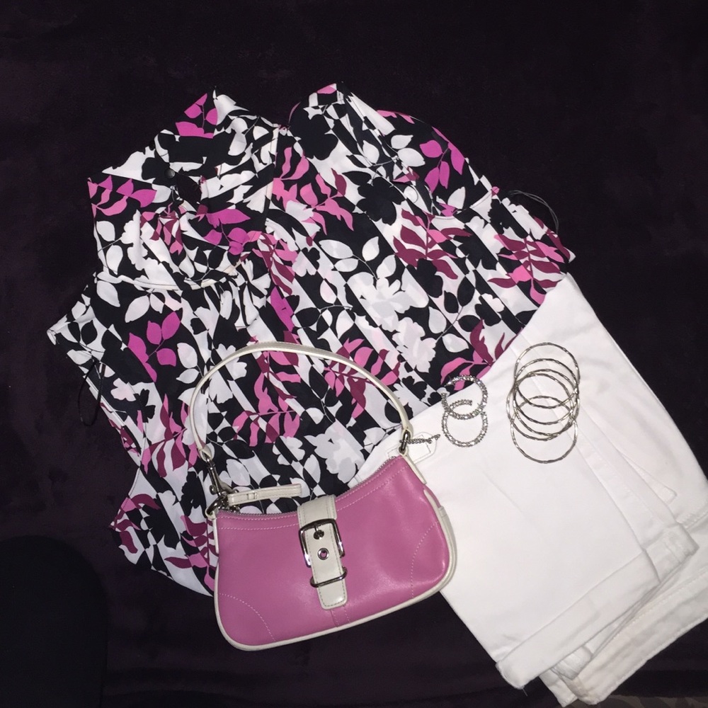 COPY - Coach Pink and White Summer Bag